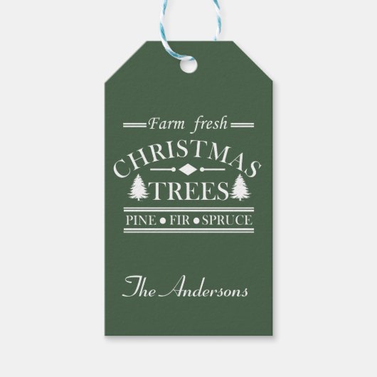 新鮮なメリークリスマスの木を栽培 ギフトタグ (正面)
