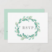 新鮮なユーカリプタスアクアウェディングRSVP食事の選択 インビテーションポストカード (正面/裏面)