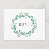 新鮮なユーカリプタスアクアウェディングRSVP食事の選択 インビテーションポストカード (正面)