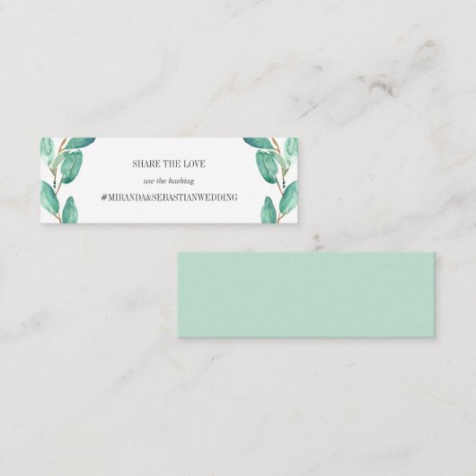 新鮮なユーカリ葉ルプス結婚のハッシュタグ スキニー名刺 (正面/裏面)