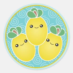 新鮮なレモンの束のかわいいシール ラウンドシール