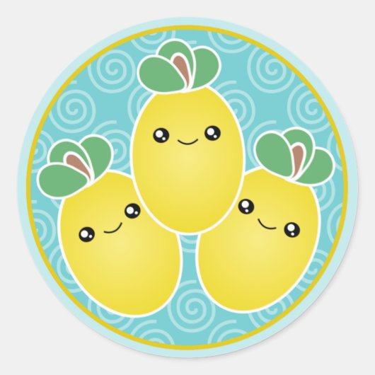 新鮮なレモンの束のかわいいシール ラウンドシール (正面)
