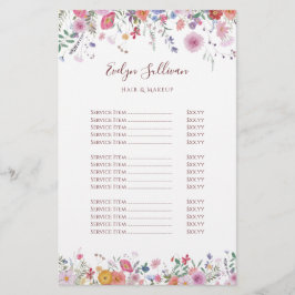 新鮮なワイルドフラワーの価格表フライヤー チラシ