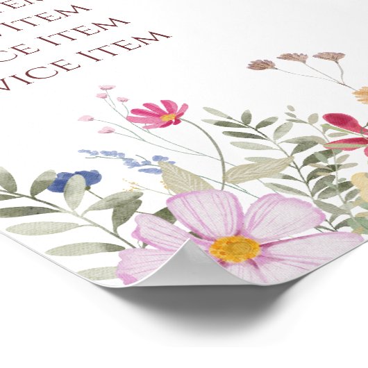 新鮮なワイルドフラワーの価格表ポスター ポスター (角)