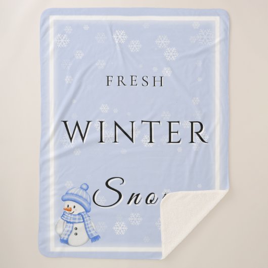 新鮮な冬の雪と雪だるまと雪 シェルパブランケット (正面)