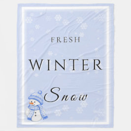 新鮮な冬の雪と雪だるまと雪 フリースブランケット