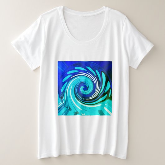 新鮮な夏のオーシャンビュー プラスサイズTシャツ (デザイン正面)
