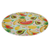 新鮮な夏のフルーツ柄 カッティングボード (角)