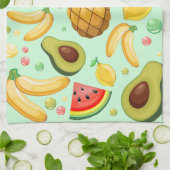 新鮮な夏のフルーツ柄 キッチンタオル (折り畳み)