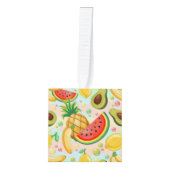 新鮮な夏のフルーツ柄 キューブオーナメント (正面)
