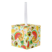 新鮮な夏のフルーツ柄 キューブオーナメント (裏面アングル)