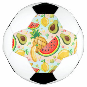 新鮮な夏のフルーツ柄 サッカーボール