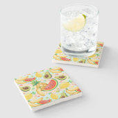 新鮮な夏のフルーツ柄 ストーンコースター (横)