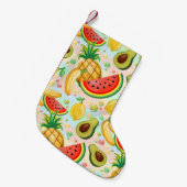 新鮮な夏のフルーツ柄 スモールクリスマスストッキング (正面 (吊り時))