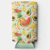 新鮮な夏のフルーツ柄 スリム缶クーラー (正面)