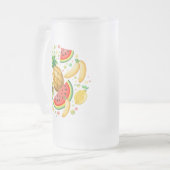 新鮮な夏のフルーツ柄 フロストグラスビールジョッキ (正面左)