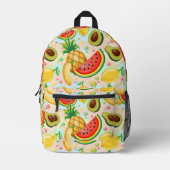 新鮮な夏のフルーツ柄 プリントバックパック (正面)