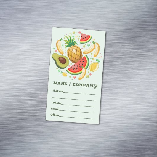新鮮な夏のフルーツ柄 マグネット名刺 (インサイチュ)