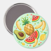 新鮮な夏のフルーツ柄 マグネット (正面/裏面)