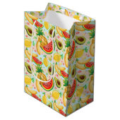 新鮮な夏のフルーツ柄 ミディアムペーパーバッグ (正面アングル)