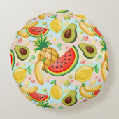 新鮮な夏のフルーツ柄 ラウンドクッション (裏面)