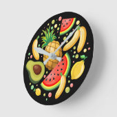 新鮮な夏のフルーツ柄 ラウンド壁時計 (傾斜)
