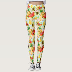 新鮮な夏のフルーツ柄 レギンス