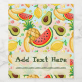 新鮮な夏のフルーツ柄 ワインラベル (シングルラベル)