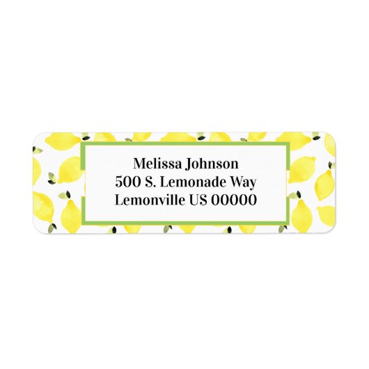 新鮮な夏の明るいレモンのパターン+緑 ラベル (正面)