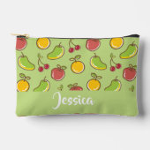 新鮮な夏の果実の緑のパターン アクセサリーポーチ (正面)