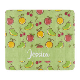 新鮮な夏の果実の緑のパターン カッティングボード