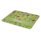 新鮮な夏の果実の緑のパターン カッティングボード (角)