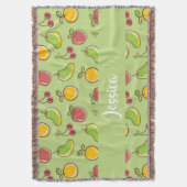 新鮮な夏の果実の緑のパターン スローブランケット (正面縦)