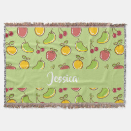 新鮮な夏の果実の緑のパターン スローブランケット
