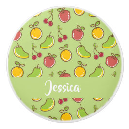 新鮮な夏の果実の緑のパターン セラミックノブ