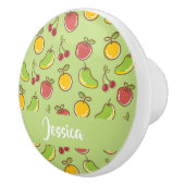 新鮮な夏の果実の緑のパターン セラミックノブ (右)