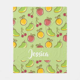 新鮮な夏の果実の緑のパターン フリースブランケット