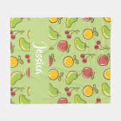 新鮮な夏の果実の緑のパターン フリースブランケット (正面(横))