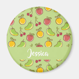 新鮮な夏の果実の緑のパターン マグネット