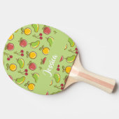新鮮な夏の果実の緑のパターン 卓球ラケット (横)
