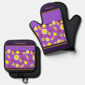 新鮮な夏の果物 鍋つかみ&鍋敷きセット (正面/裏面)