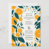 新鮮な夏の植物のオレンジの実結婚果 招待状 (正面)
