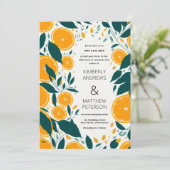 新鮮な夏の植物のオレンジの実結婚果 招待状 (スタンド正面)