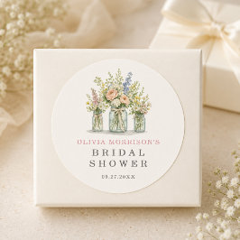新鮮な市場のお花の瓶 ブライダルシャワー ラウンドシール