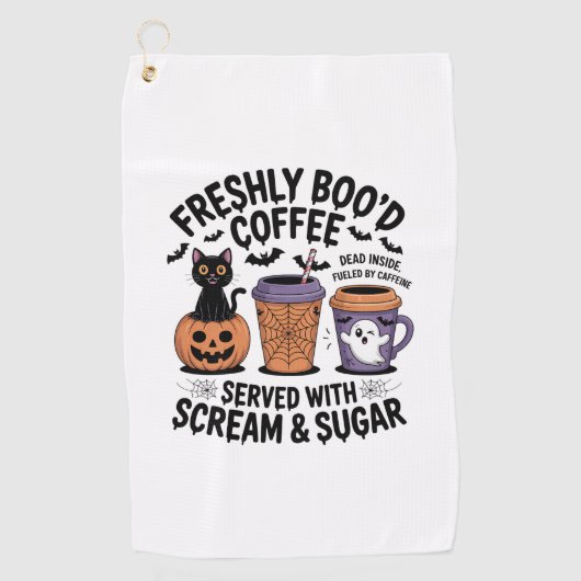 新鮮な恋人のコーヒーハロウィン ゴルフタオル (正面)