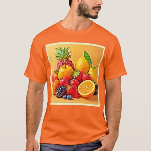 新鮮な恵み: 元気な果実の収穫デザイン Tシャツ (正面)