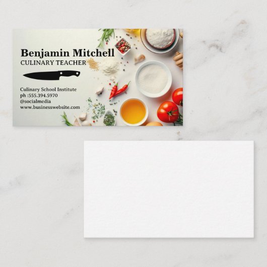 新鮮な料理成分 | 料理 名刺 (正面/裏面)