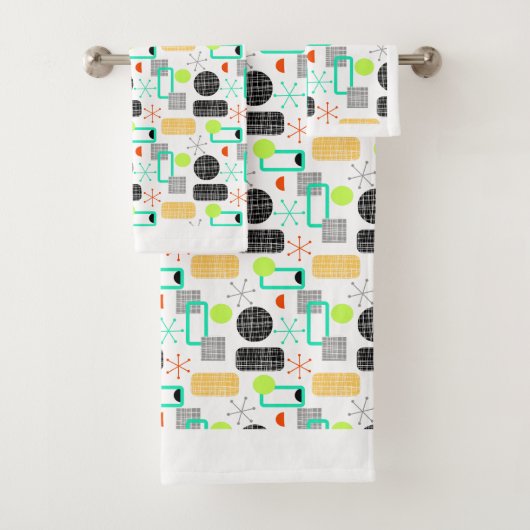 新鮮な明モダンるい幾何パターン(の模様が)ある学 バスタオルセット (インサイチュ)
