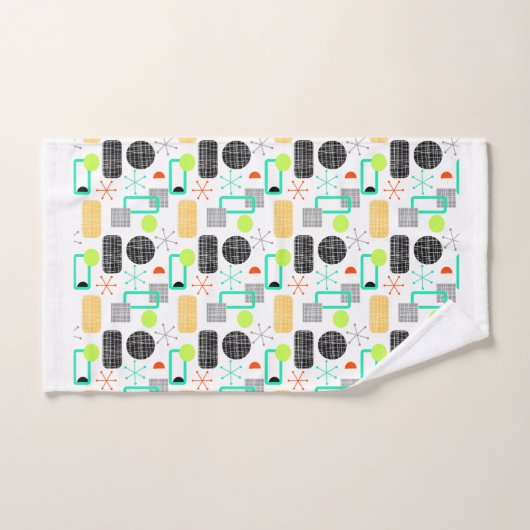 新鮮な明モダンるい幾何パターン(の模様が)ある学 バスタオルセット (ハンドタオル)