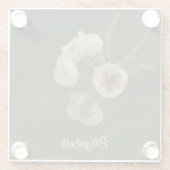 新鮮な春梨の花のパーソナライズされた写真 ガラスコースター (裏面)